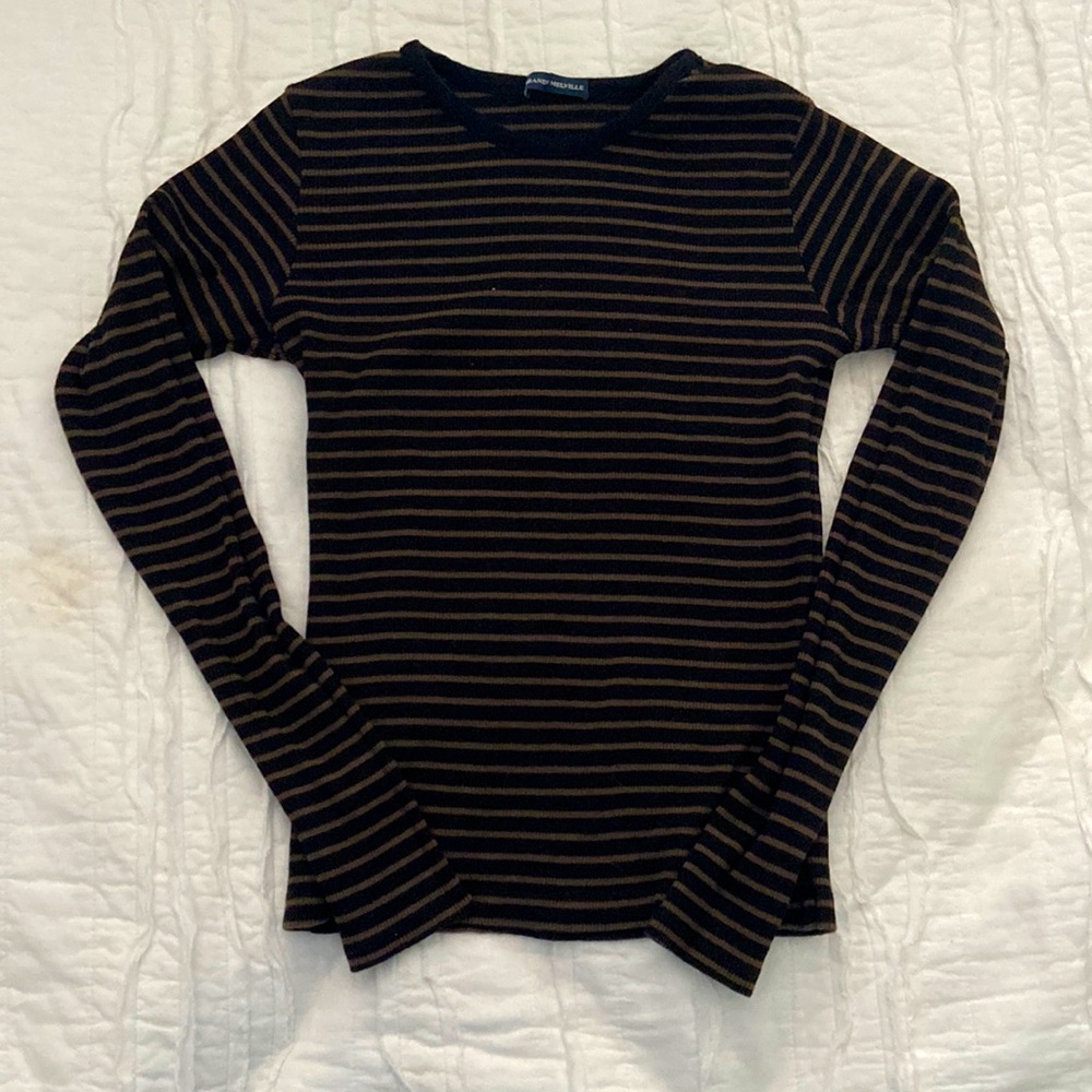 Brandy Melville tight tank in black and brown stripes